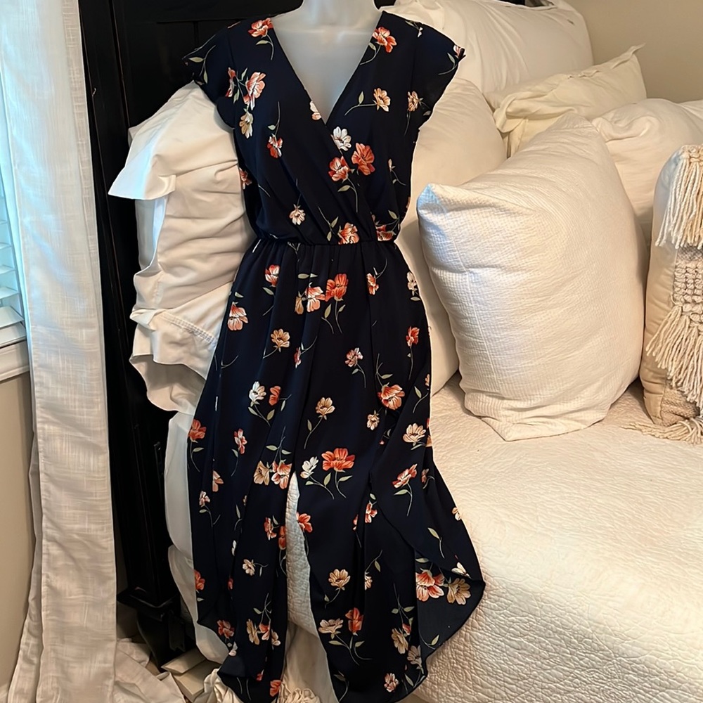 Navy Floral Pant Suit